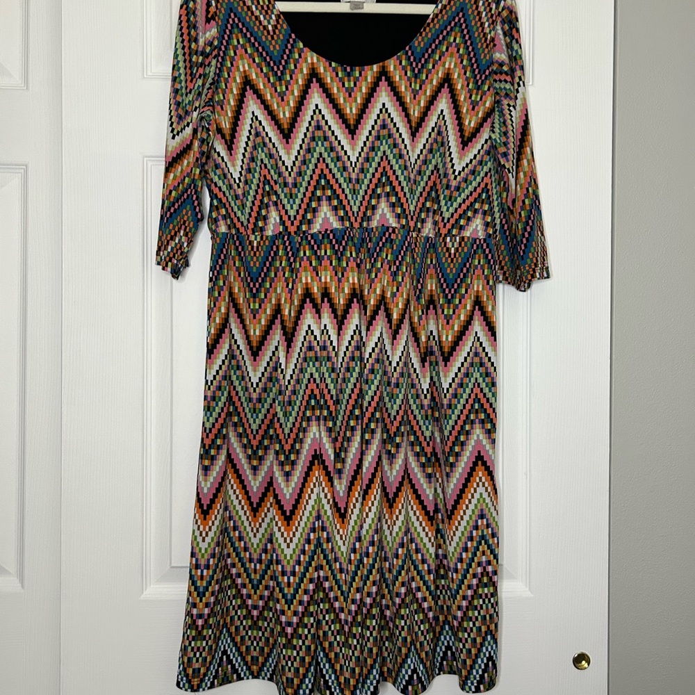 Avenue Colorful Chevron Long Sleeve Dress